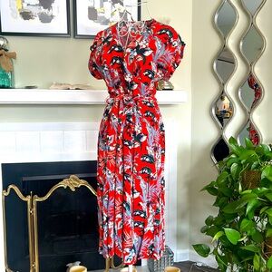 LOFT Floral Red Dress